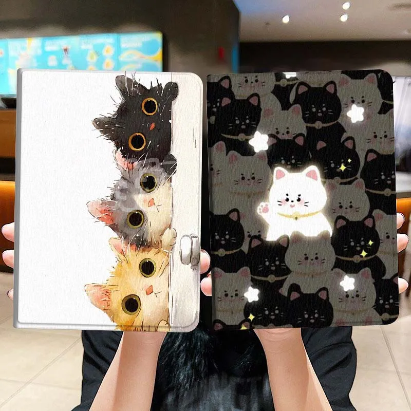 

Cartoon Cat Art Creative For Honor Pad 8 V8 9 GT MagicPad 13 3 2 Tab MatePad Pro Air 12 X 12.6 Foldable Tablet Case Gift