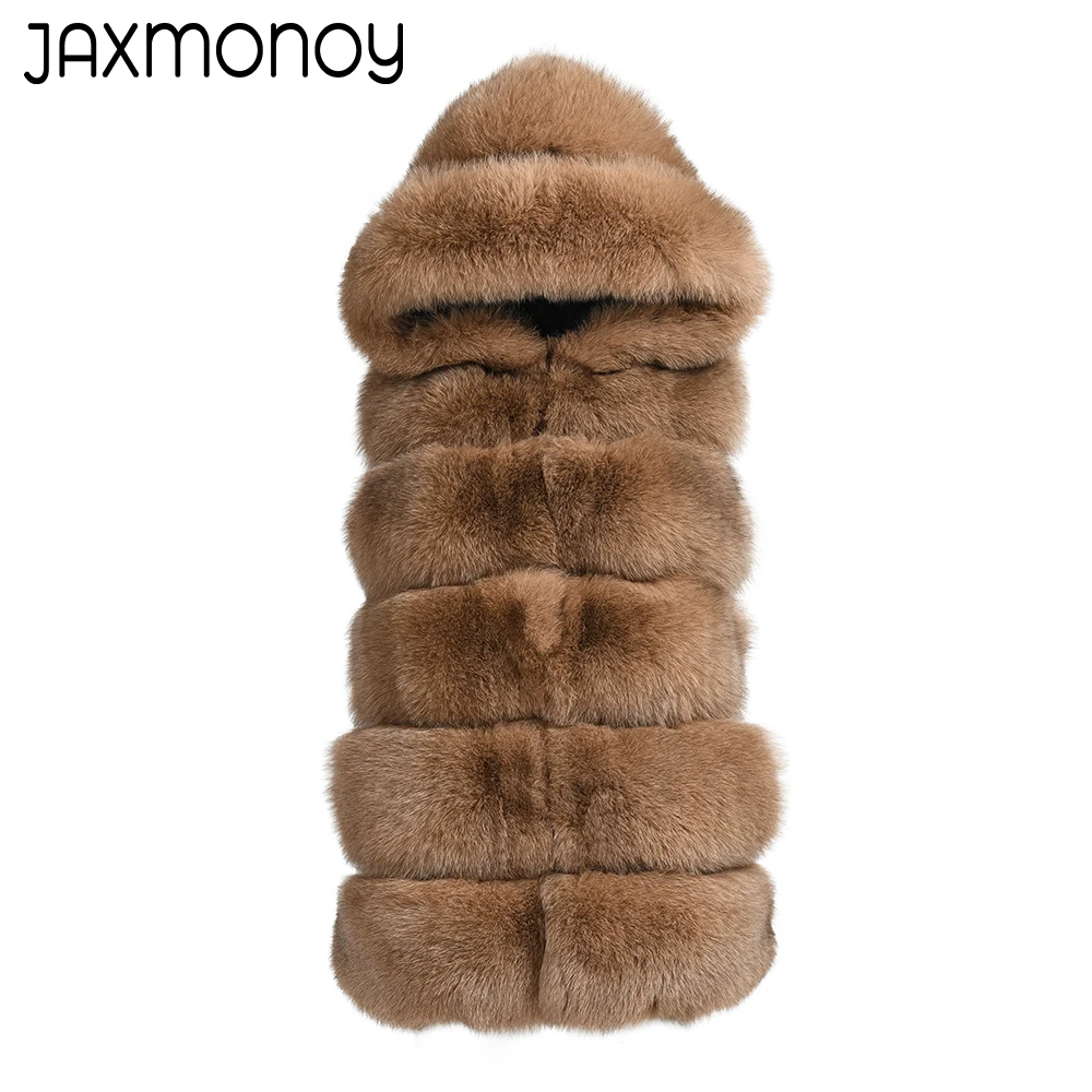 

Jaxmonoy 2022 Winter Real Fox Fur Vest Female High Quality Natural Fur Sleeveless Coat Autumn Warm Waistcoat Fashion Luxury