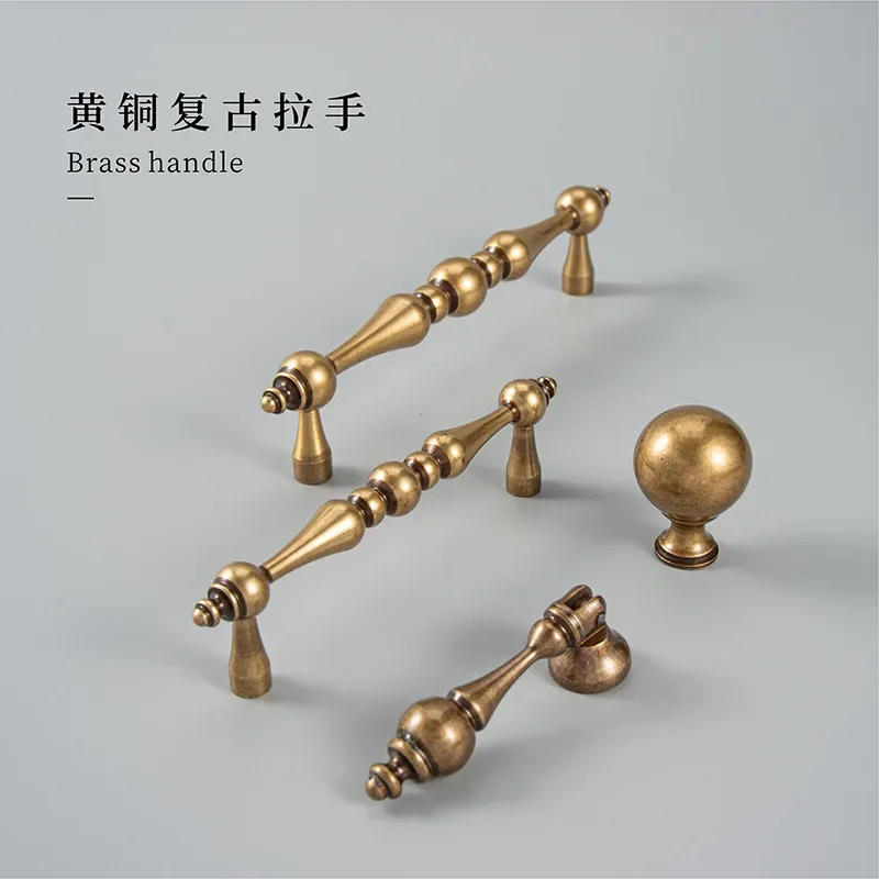 

2pcs Creative New American Style Cabinet Door Handle Antique Copper Vintage Wardrobe Knob Bookcase Drawer Brass Hardware Handle
