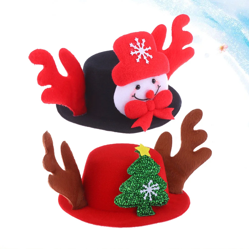 

2PCS Christmas Pet Funny Hat Christmas Dog Hat Decoration Headwear Pet Costume Accessory Cosplay Props (Snowman, Green Tree)