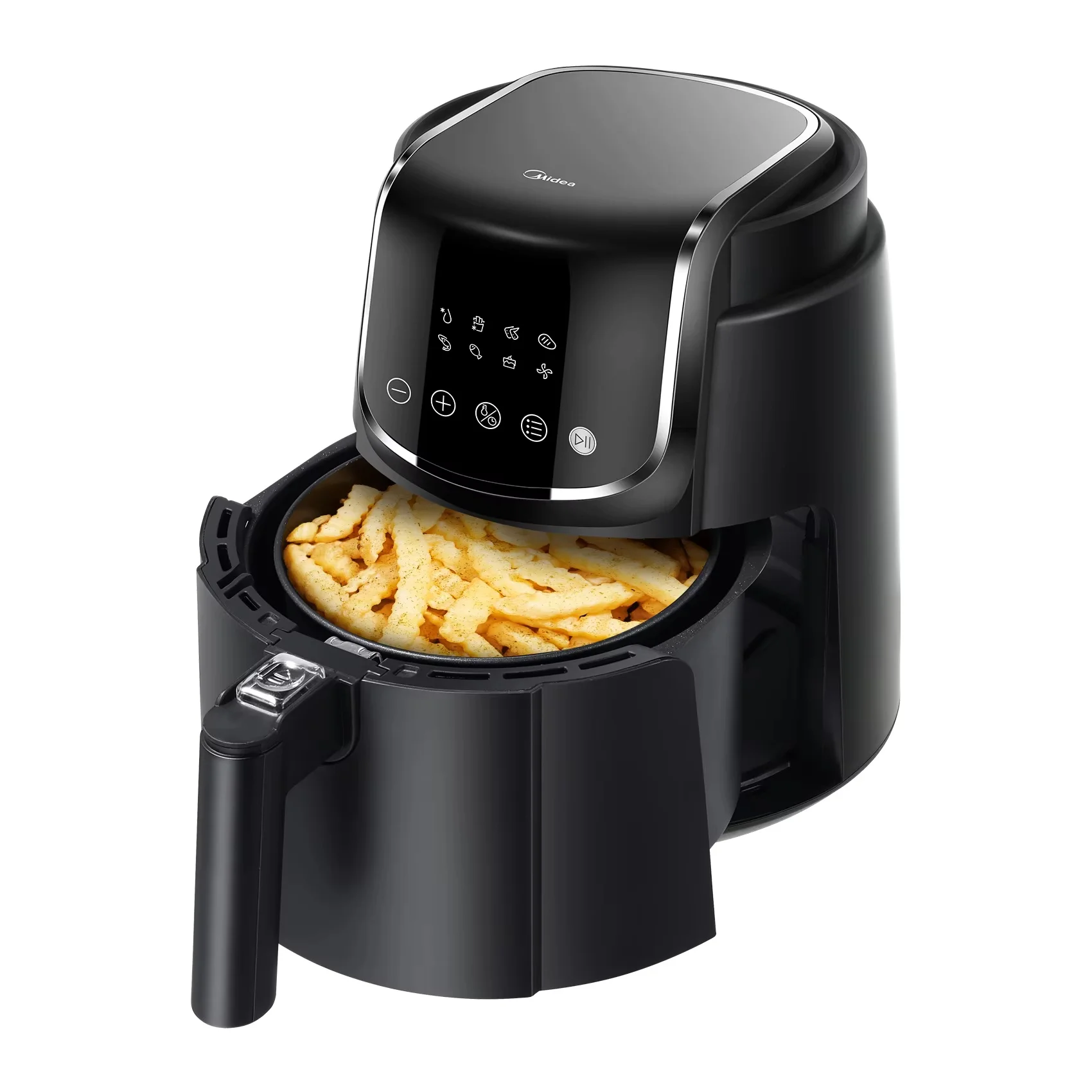 Midea Air Fryer Airfryer Heißluftfritteuse 4L, Ölfreie Airfryer 1500W, 8 Vorprogrammierte Kochmodi, 35-200℃, Backen, Braten, Grillen, Auftauen, Schüttelalarm, 60-Minuten Timer, 41 Rezepten, Spülmaschinenfest