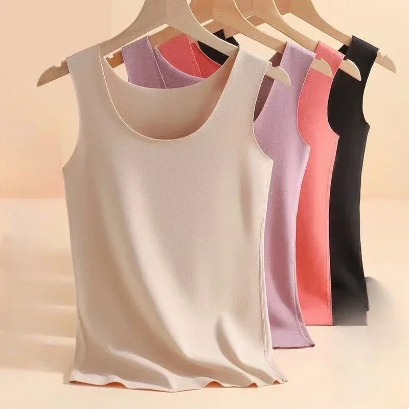 Thermal Underwear Women Inner Wear Crew Neck Tank Tops Winter Warm Wool Thermo Tops Sleeveless Body Vest Slim Undershirt XXXL