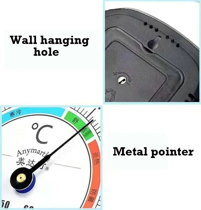 1PC Thermometer Hygrometer Wall-Mounted Pointer Temperature Monitor For Indoor Outdoor Household Precision Psychrometer