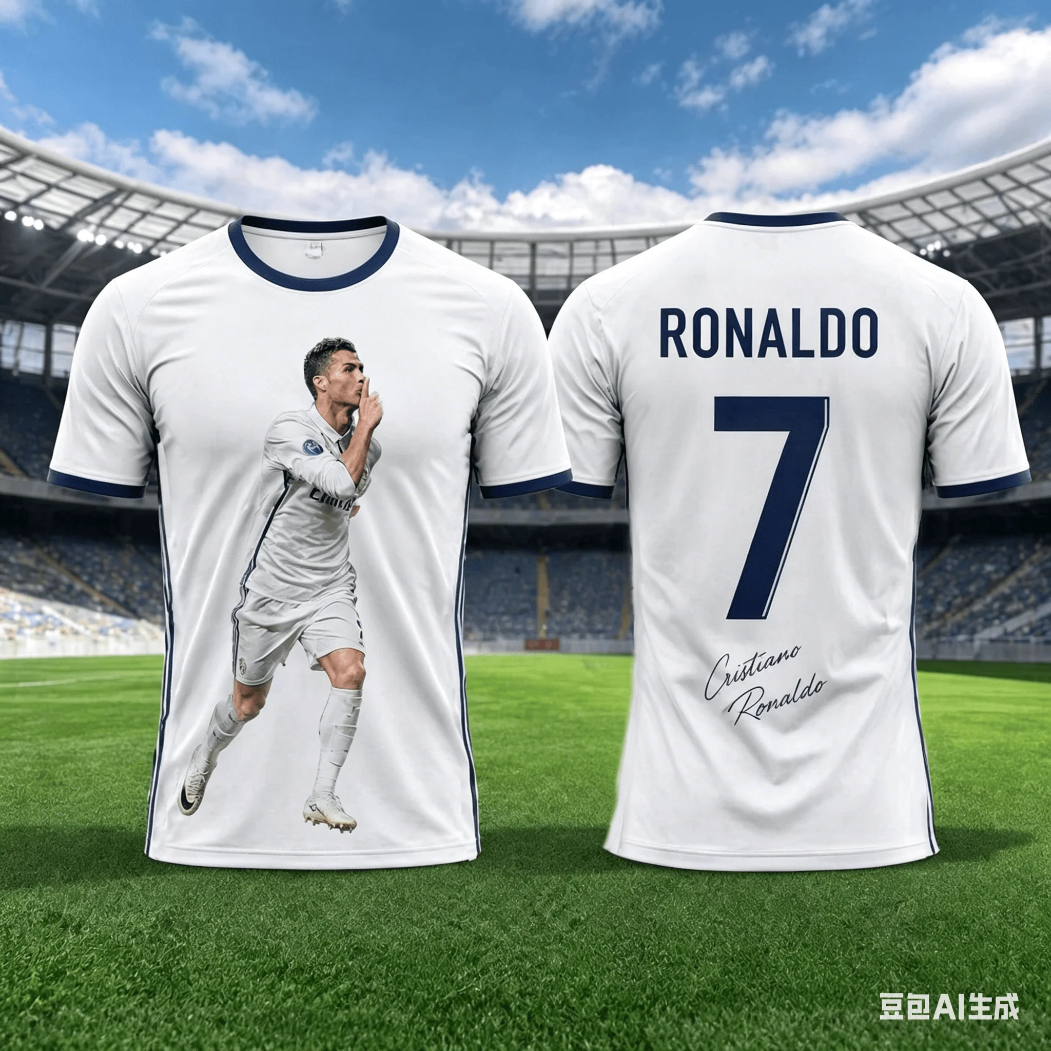 Cristiano Ronaldo's 2026 Sommer Neues 3D-gedrucktes Sport-Kinderfußball-T-Shirt - Schnelltrocknend und Atmungsaktiv – Detail 6