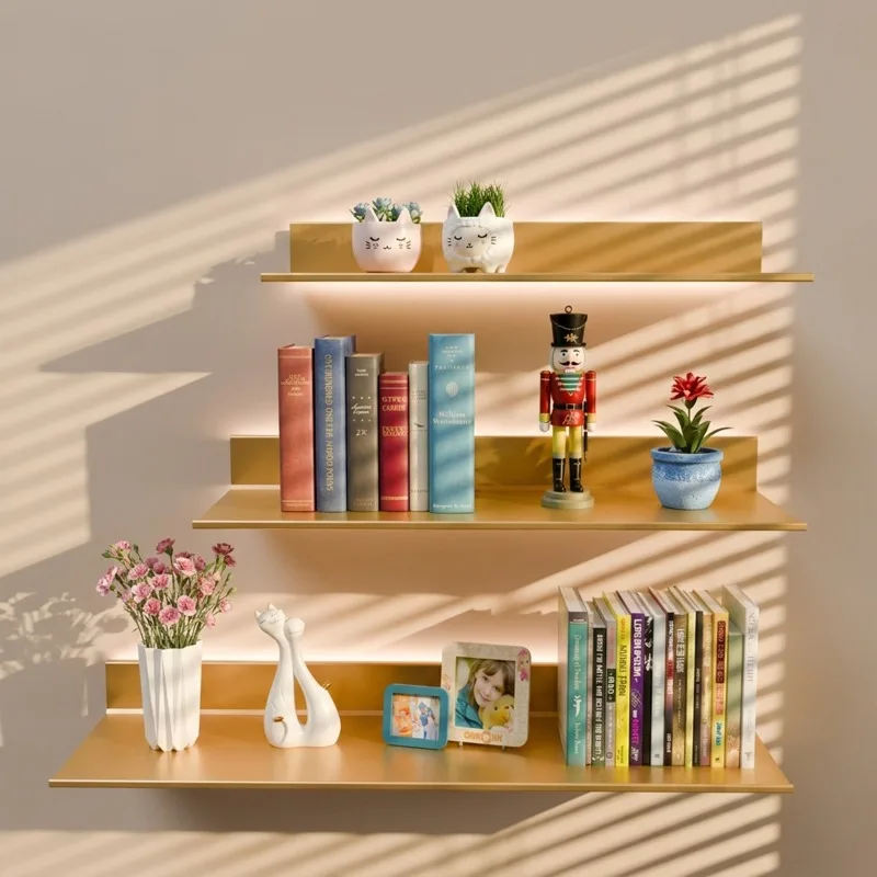 

Aluminum alloy luminous laminate wholesale, books and plants figure shelves