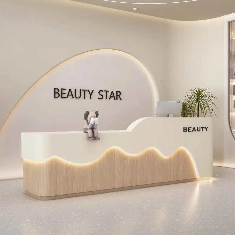 

Display Boutique Reception Counter Clinic Salon Retail Store Reception Counter White Computer Receptiebalie Toonbank Furniture