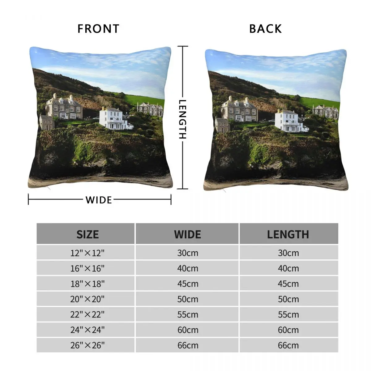 Port Isaac Cornwall UK Square Pillowcase Polyester Linen Velvet Pattern Zip Decor Throw Pillow Case Sofa Cushion Cover