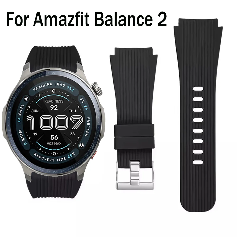 22mm Silicone Strap For Amazfit Balance 3-2-1 Sport Comfortable Bracelet for Amazfit Active Max/Bip Max-6-5/Cheetah Round Correa