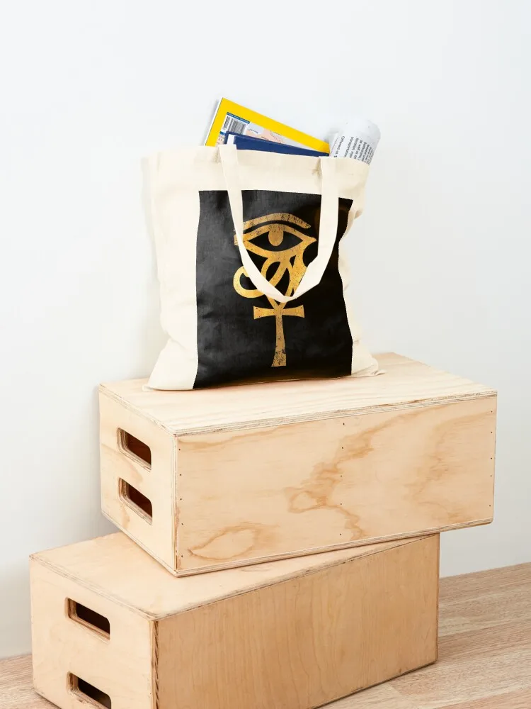 Ankh & Eye of Horus symbol / Egyptian sign design Tote Bag bags woman 2025 tote bag screen Women's shopping bag