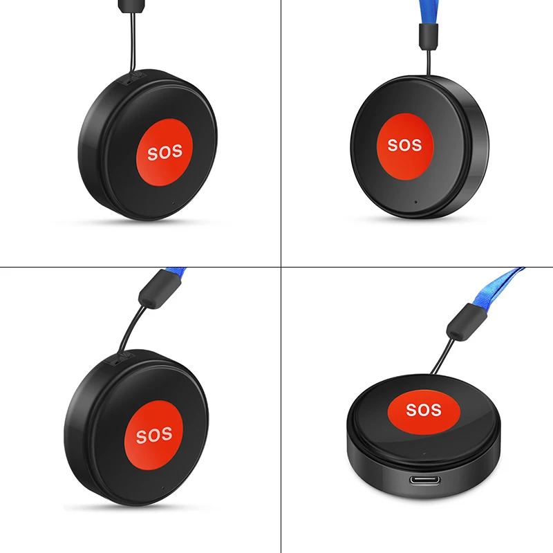 Tuya WiFi SOS Emergency Button with Smart Life APP Notifications One Key Alert Wall Sticky /Neck Strap Design for Elderly & Kids
