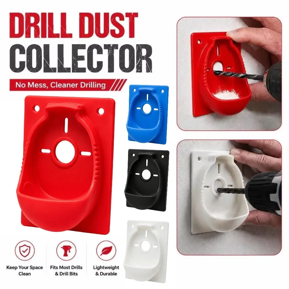 Wall Mounted Drill Dust Collector Central Drill Opening Reusable Protective Catch Basin Easy Emptying 3D Printed