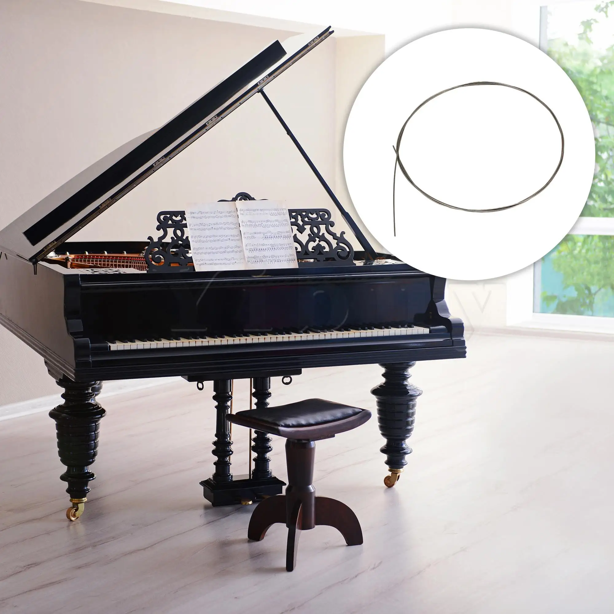 Yibuy 2 x Steel Music Wire 14# 0.03 Inch Dia Replacement Strings for Piano Repair - Image 4