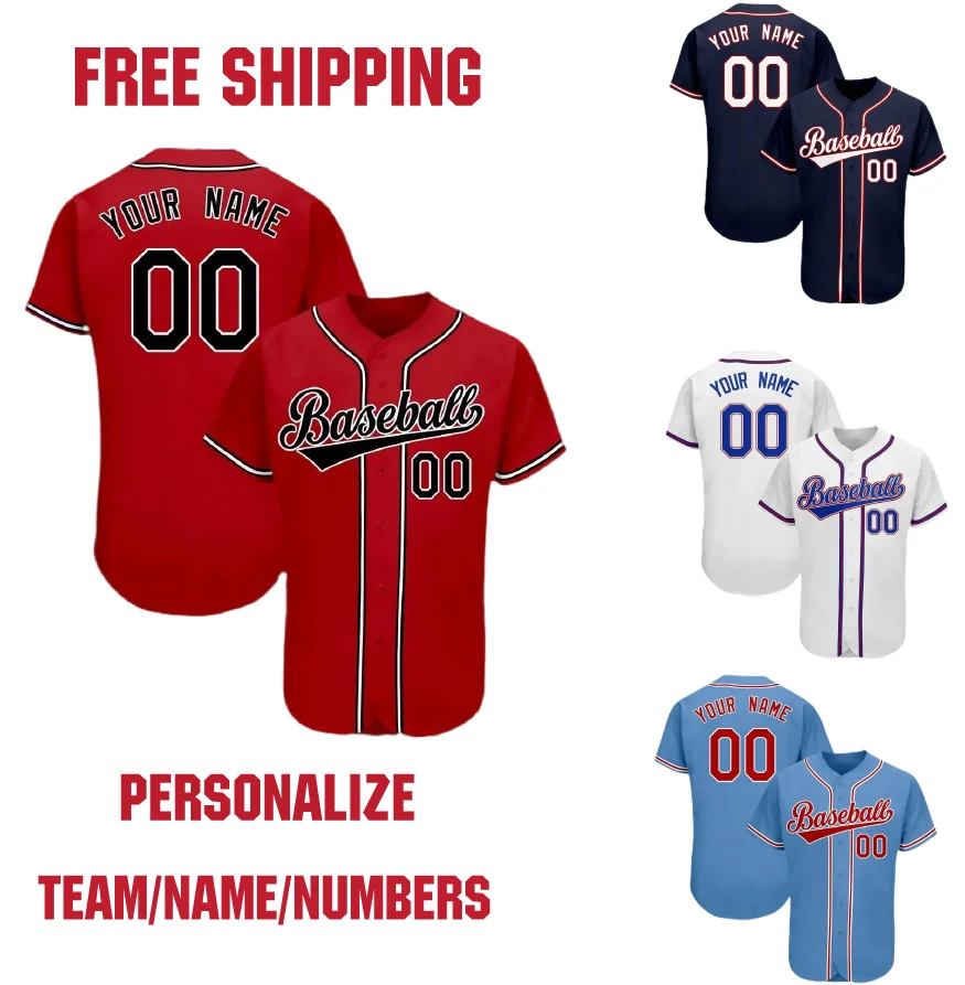 Baseball Jersey Customizable Team Shirt Print Personal Name Number Stripe Hip Hop Sportswear Baseball T-shirt Men/Women/Kids