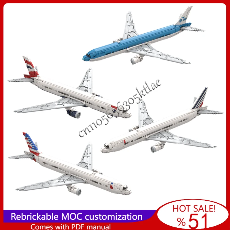 Aviation 777 300er Flexible Flaps Retractable Landing Gear Model MOC Building Block Brick Creative Set Toy Kids Birthday Gifts