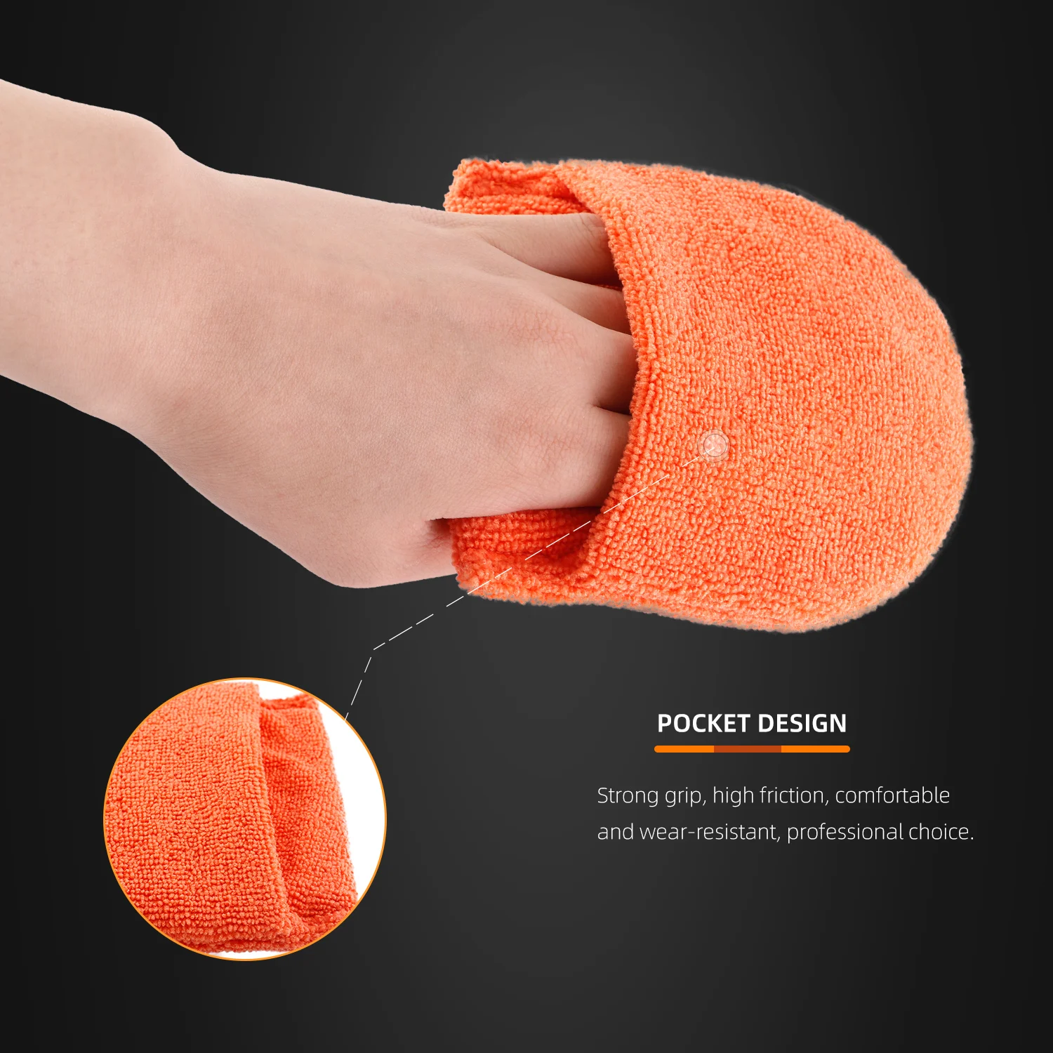 SPTA 10Pcs Microfiber Pad Applicator Set Car Polishing Sponge for Finger Pocket for Applying Wax Sealants Other Conditioners