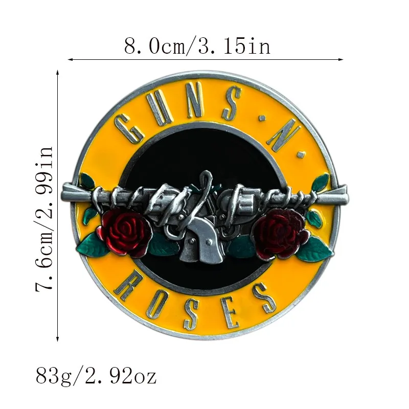 Zinc Alloy Rose & Gun Belt Buckle Western Style Smooth Slide Belt Buckle Replacement Belt Head for Men Leather Belts