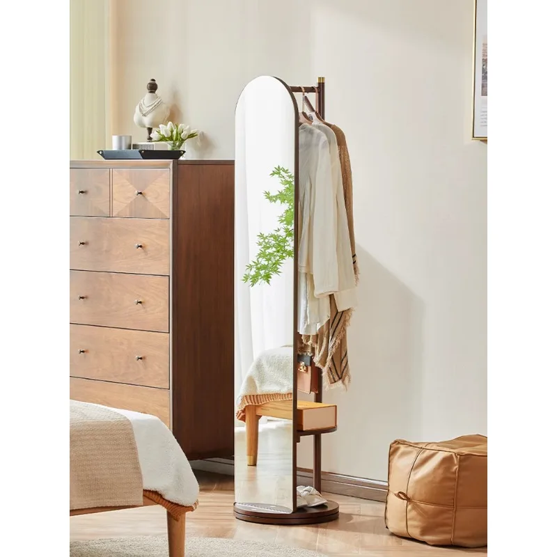 

Full-length Mirror Solid Wood Coat Rack, Modern Luxury Clothes Rack, Floor-standing Integrated, Living Room and Bedroom