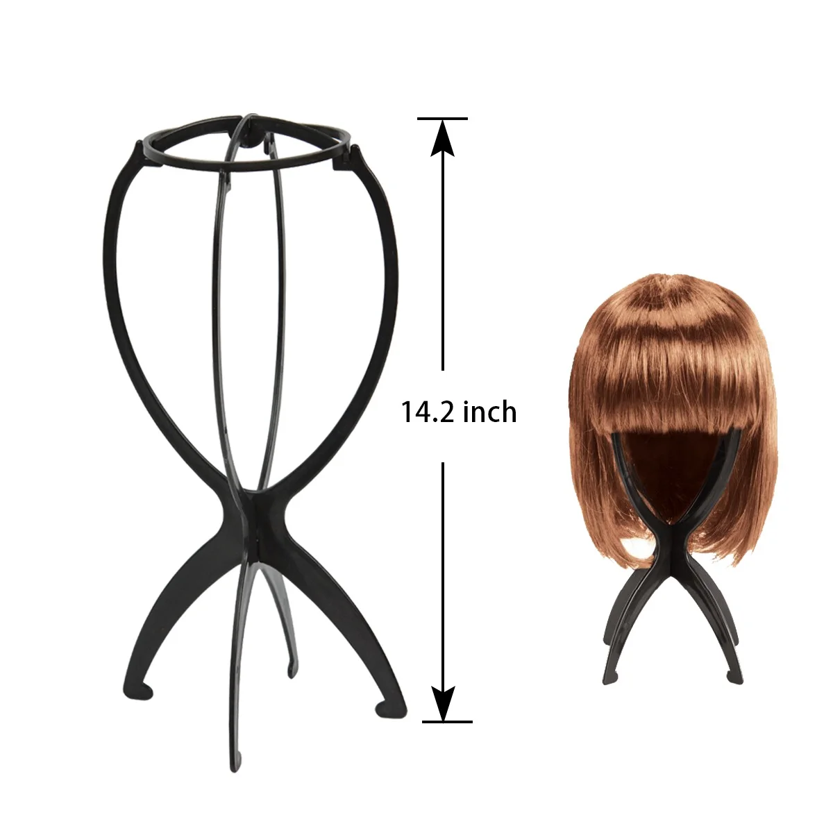 1 Pc Black Wig Stand for Wigs Wig Holder Portable Travel Dryer 14.2 Inch Wig Head Stand for Short Wigs