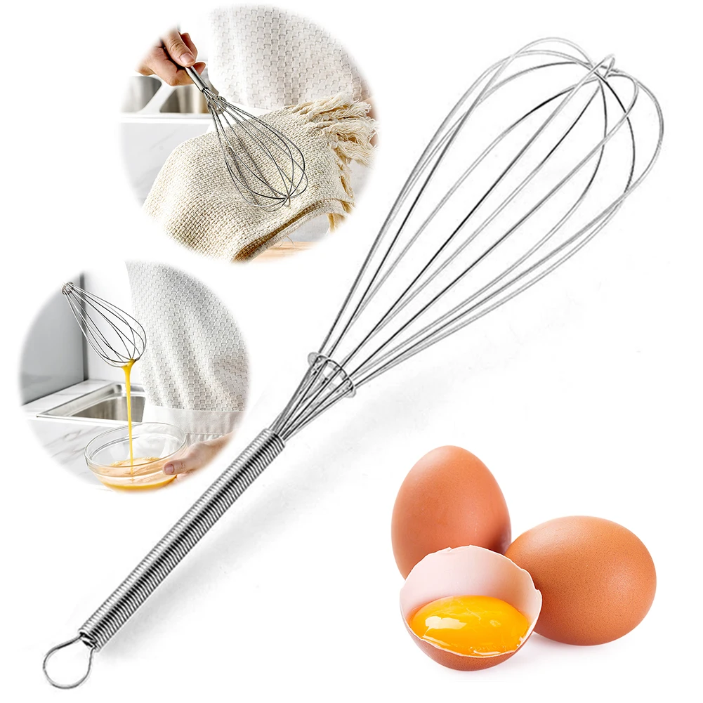 

Manual Kitchen Whisk Stainless Steel Egg Beater Handheld Whisk for Mixing Whisking Beating Stirring