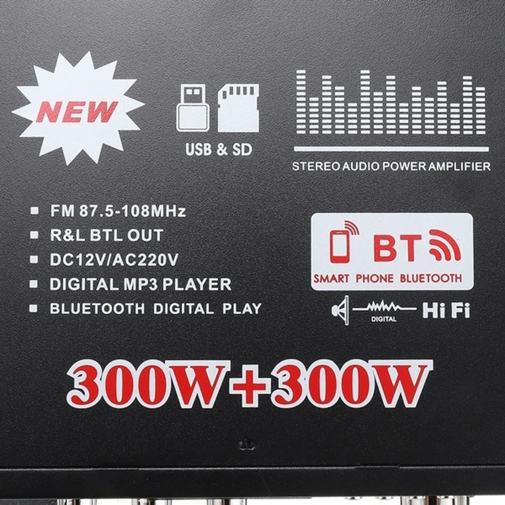 Mini Amplificador De Áudio Doméstico, Subwoofer, Home Theater, Sistema De Som, Profissional