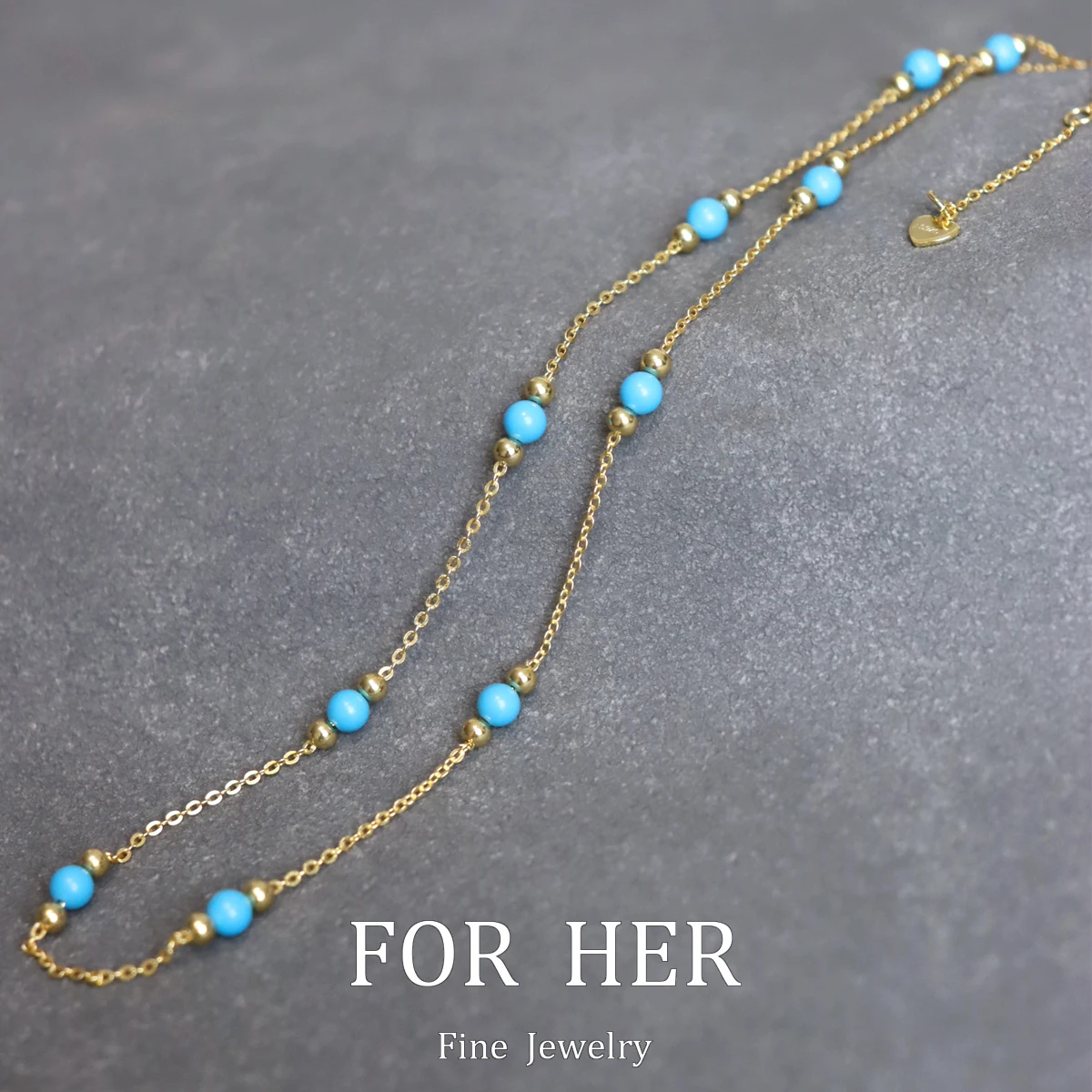 

ForHer Real S925 Sterling Silver Blue Turquoise Necklace Women Colorful Brilliant Pendant Necklace Female Jewelry Golden Beads