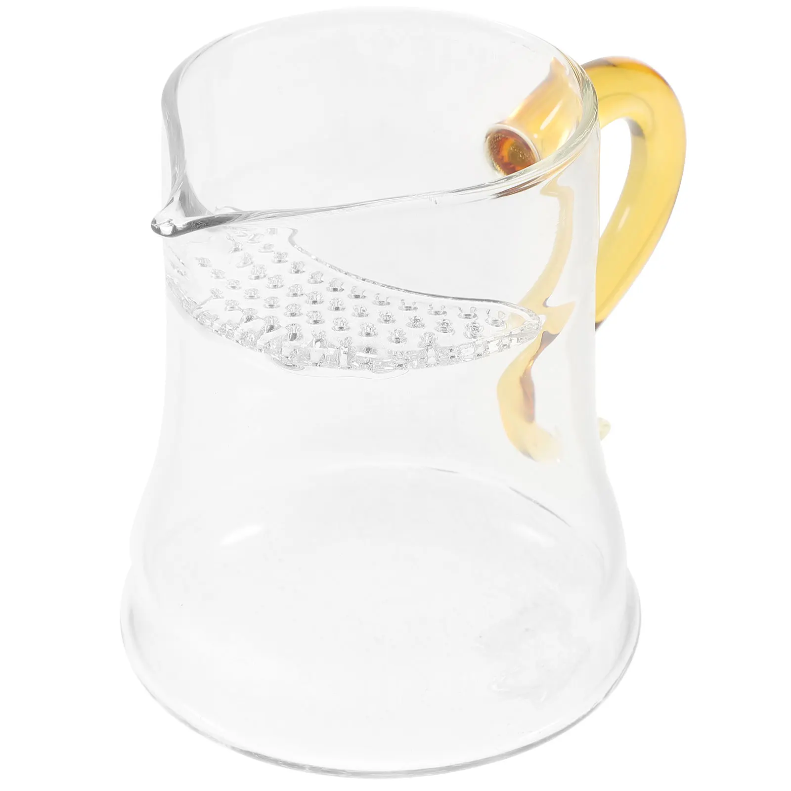 

Stylish Glass Tea Pitcher with Handle Safe for Hot Cold Drinks Tea Dispensing Cup Home Teaware Kitchen Coffee Mug