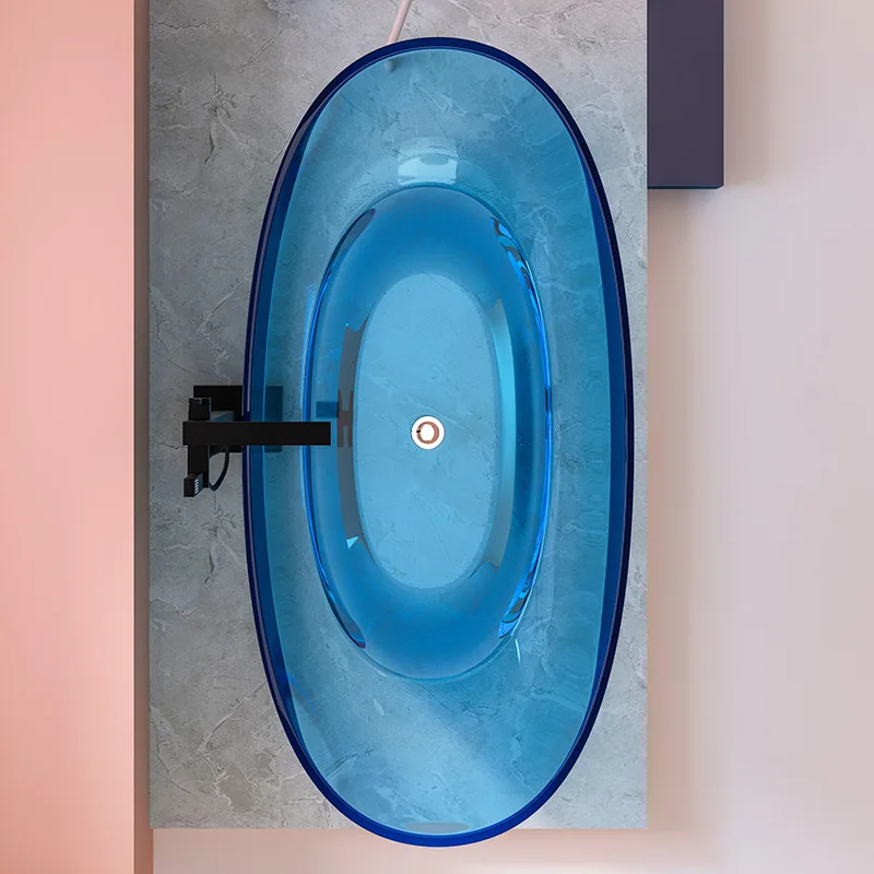 Овальная прозрачная смоляная ванна Небольшая квартира Домашний независимый отель B & B Ванна Кристаллическая текстура