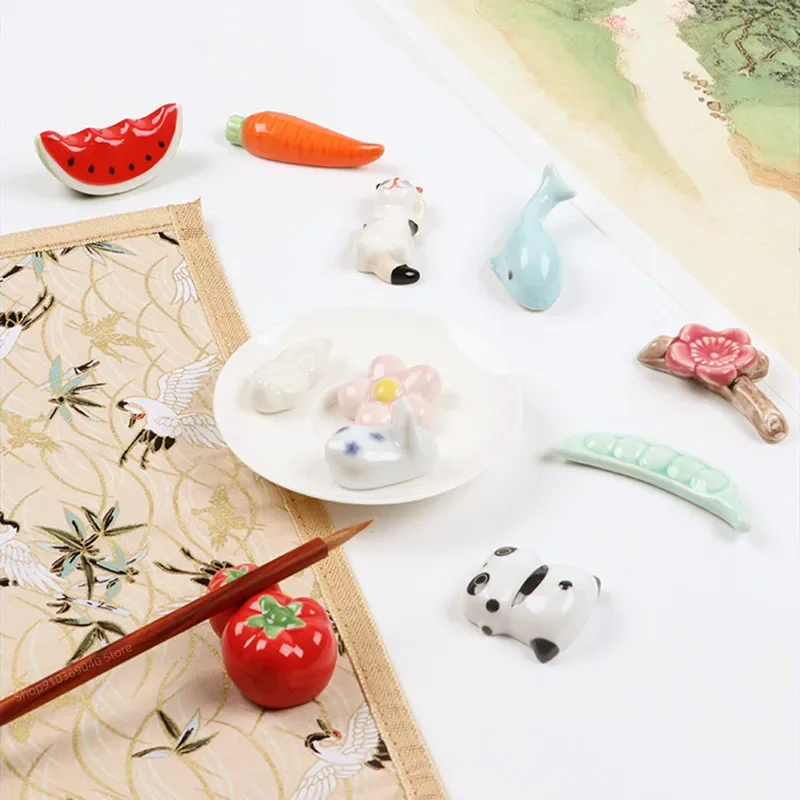 Ceramic Creative Paint Brush Pen Holder Cat Shape Pen Shelf Display Stand Craft Decoration Acrylic Painting Art Supplies 2023