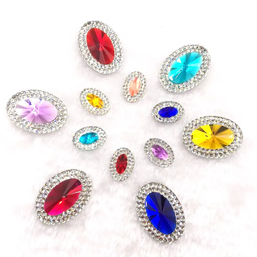 10x14 13x18 18x25 Shiny Resin Double Color Convex Crystal Oval Gems Flatback Rhinestone Scrapbook Wedding Applique DIY Decor