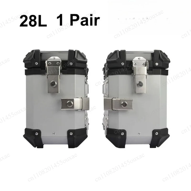 28L Aluminum Motorbike Side Storage Box Pair Locked Rear Travel Luggage Universal Motorcycle Tool Container
