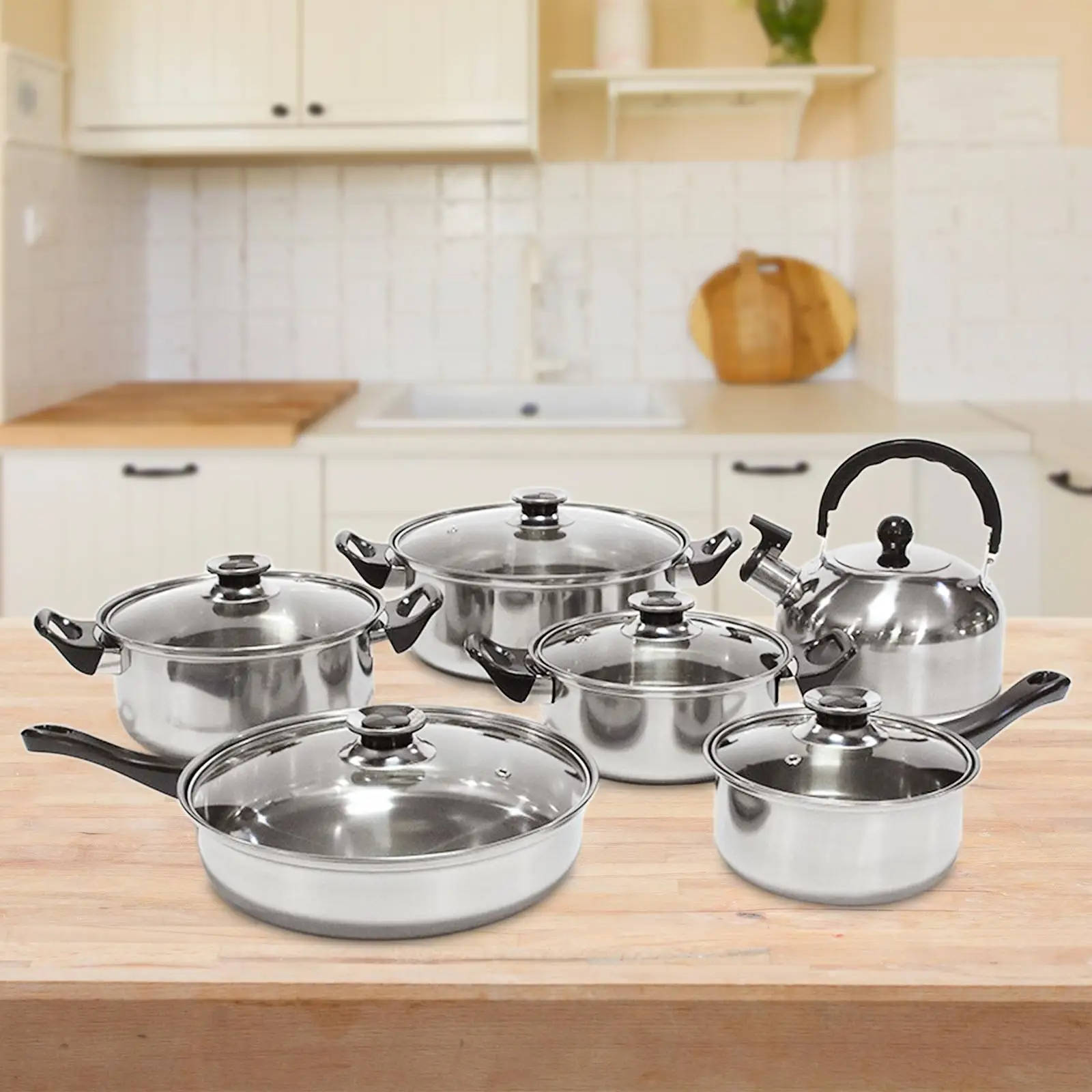 Kitchen Cookware Sets Portable Sturdy Stainless Steel Soup Pot Kitchen Cooking Pot for Hiking Home Kitchen Camping Boiling Soups