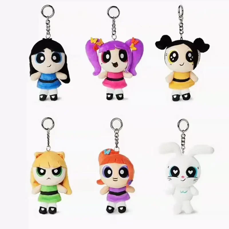 

10cm Anime The PowerpuNg Girls Series Plush Toy Bag Decoration Pendant Cute Animals Plushie Soft Doll Key Chain Children Gift