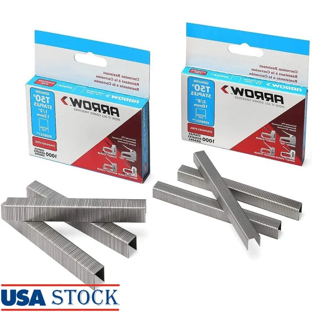 

T50 Stainless Steel Staples Set 1000 Pack Heavy Duty Corrosion Resistant Upholstery Insulation Wire Installation Home Projects