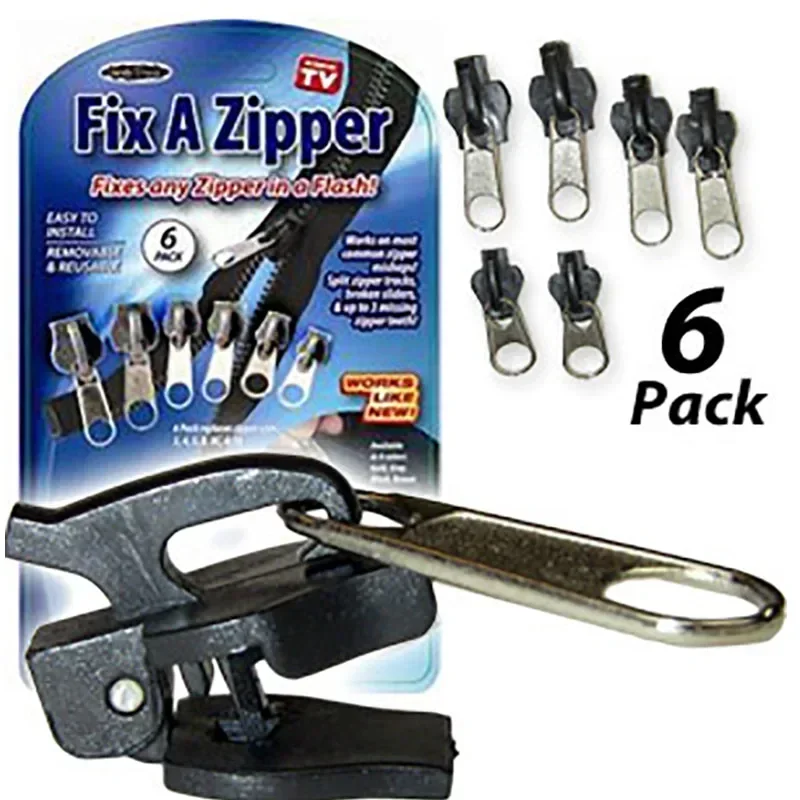 6Pcs Universal Instant Fix Zipper 3 Sizes Repair Kit Replacement Zip Slider Teeth Rescue New Design Zippers For Sewing Clothes