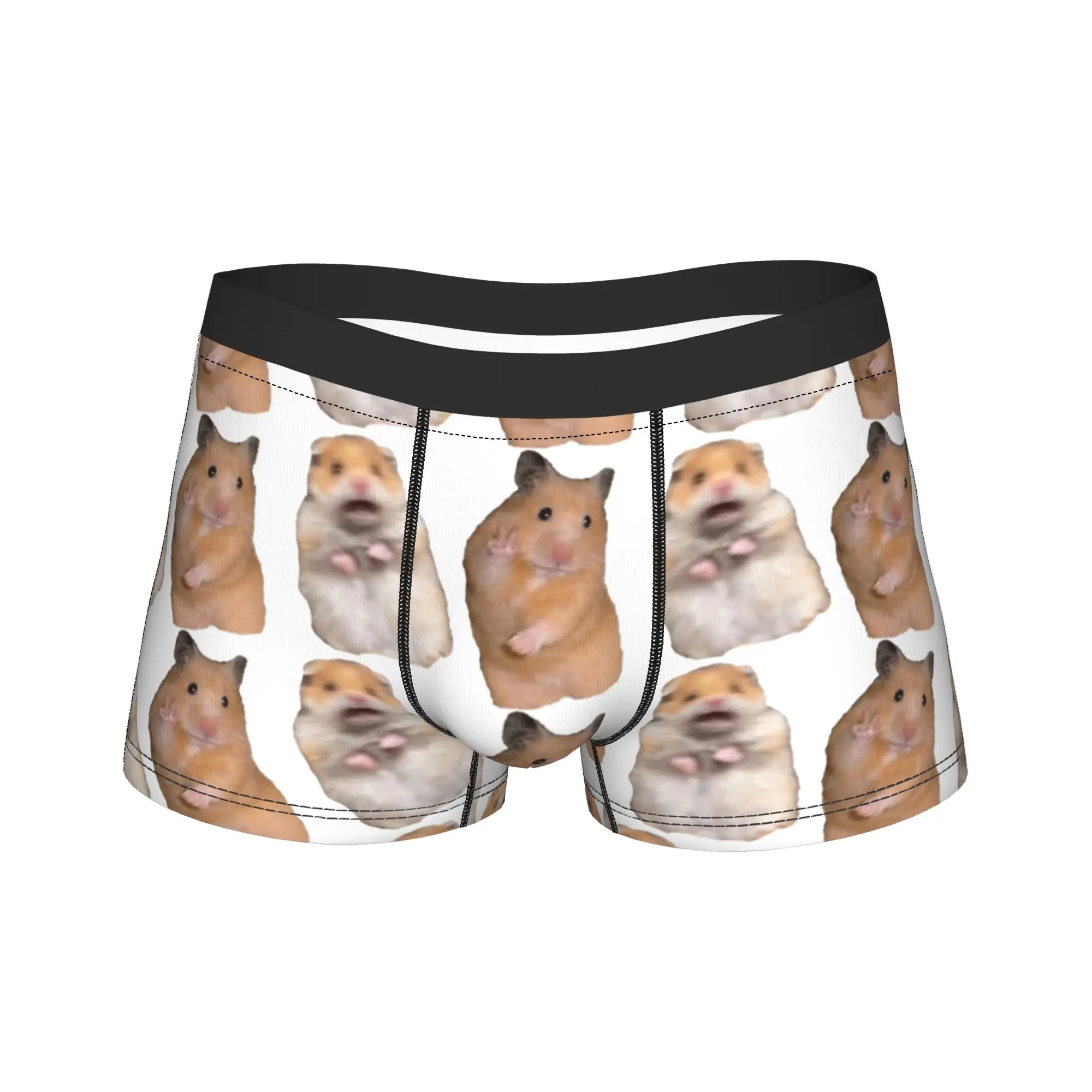 Peace and Screaming Hamster Boxer Shorts  Underwear High Quality Printing Boxer Brief Novelty Men's Underpants Plus Size 2XL