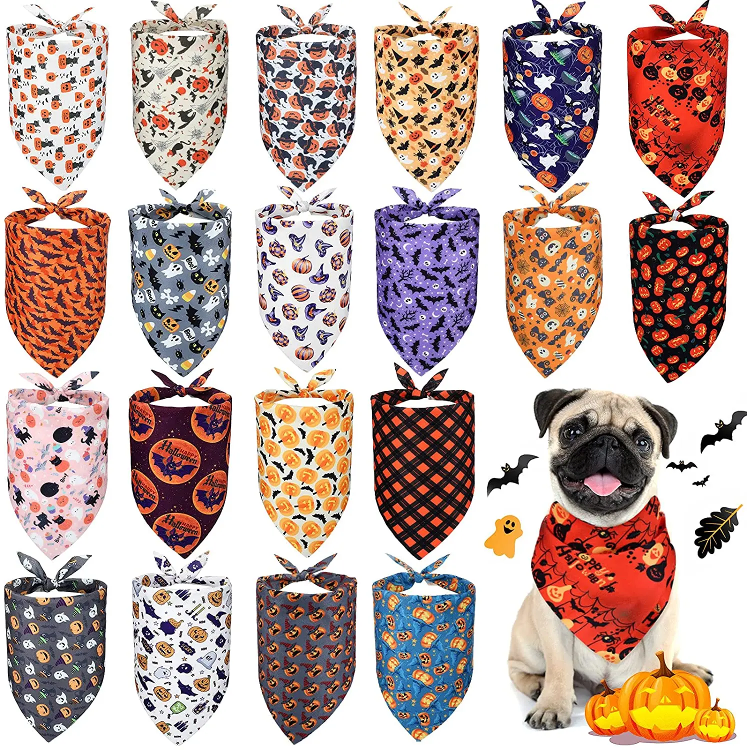 20er Packungen Weihnachts-Hunde-Bandana, dreieckige Schals für Hunde, Thanksgiving, Halloween, Hunde-Lätzchen, Bandanas für Hunde-Accessoires – Detail 25