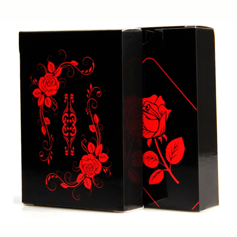 Rose Black Plastic Playing Cards Flower Cut Magic Practice Cards Waterproof Poker