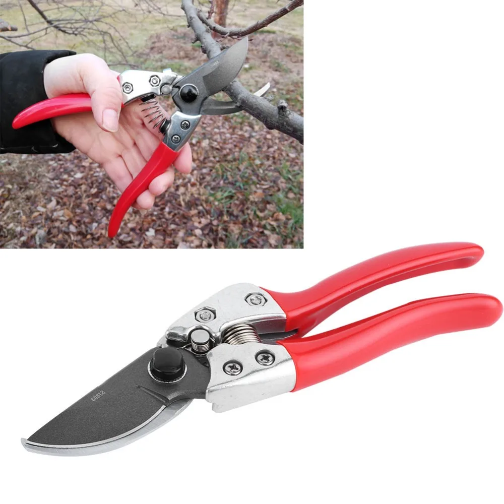 Professional SK5 Steel Pruning Shears Ergonomic Handle Silver and Red Hand Pruners Sharp Blades Elbow Design Trimming Scissors