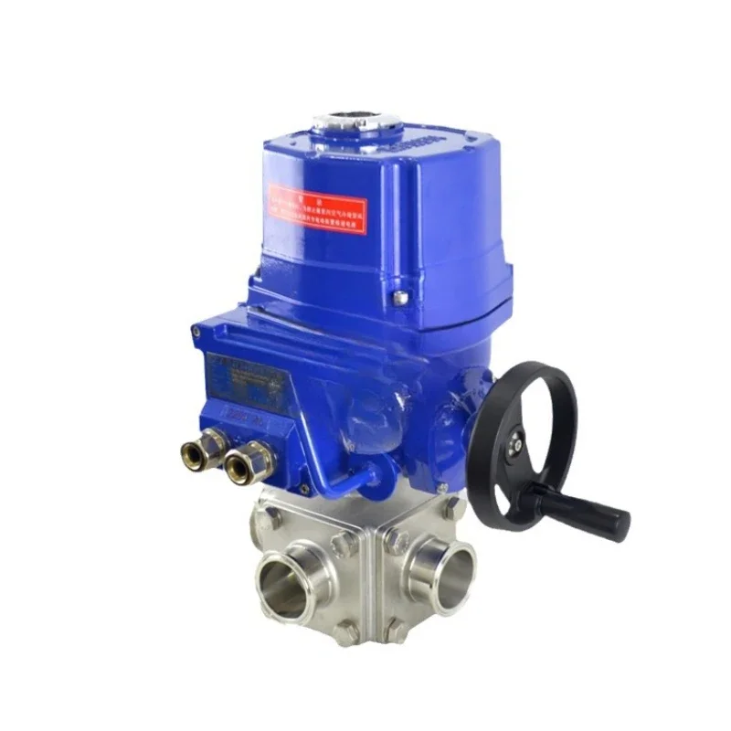 

Square three-way ball valve Sanitary all-inclusive clamp connection three-way two-seal electric control valve Explosion-proof