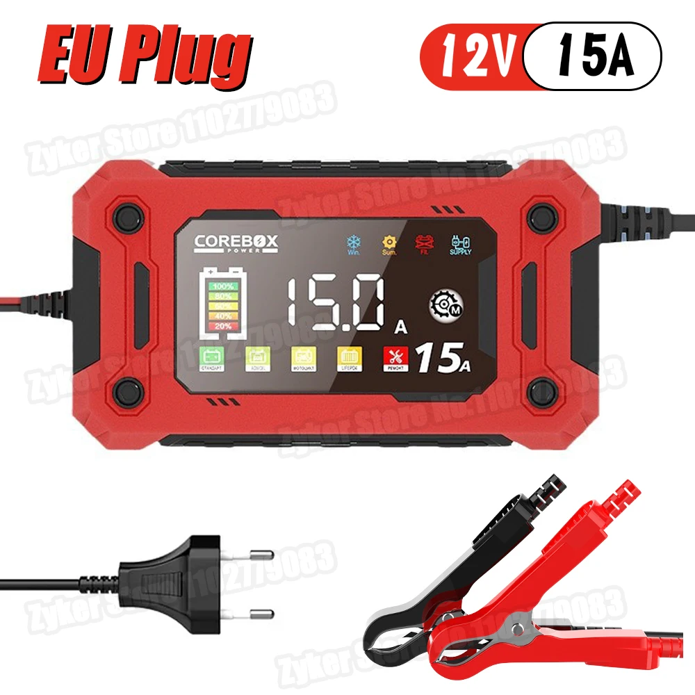 12V 15A 8A Auto- und Motorrad-Smart-Batterieladegerät für Lifepo4 Blei-Säure AGM Digital-Touchscreen Lithium-Eisenphosphat-Ladegerät – Detail 9