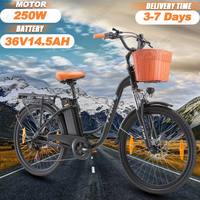 TTGO YY-26ST Electric Bicycle 250W Motor 36V14.5Ah Battery City Raing EBike With Basket Max Range 100Km Commuting Electric Bike