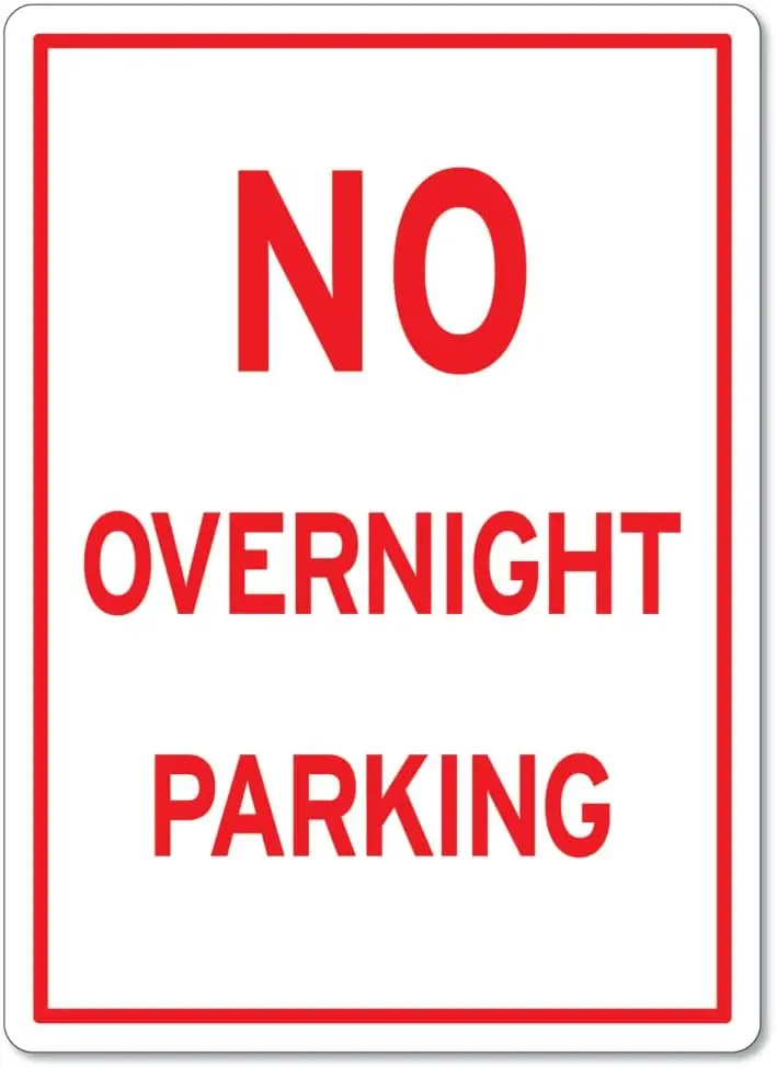 Parking Sign - No Overnight Parking Traffic and Parking Metal Tin Sign 8x12 Inches