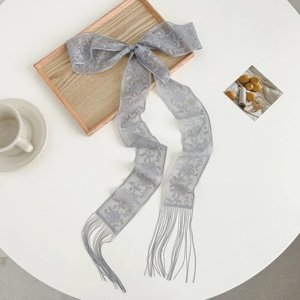 

Trendy Floral Lace Printed Scarf Soft Elegant Multifunctional Headscarf Narrow Long Lightweight Bag Strap Formal Events