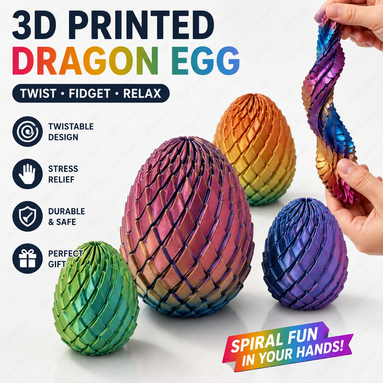 3D Printing Egg - 3D Printed 7.5/5.5CM Twisted Dragon Egg