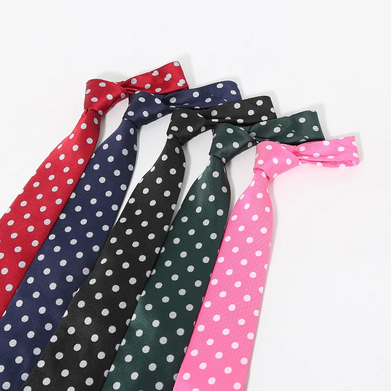 8cm Classic Polka Dot Neckties Men Women Casual White Tie Preppy Chic Pink Yellow Neck Ties Daily JK Ties Wedding Tuxedo Cravat
