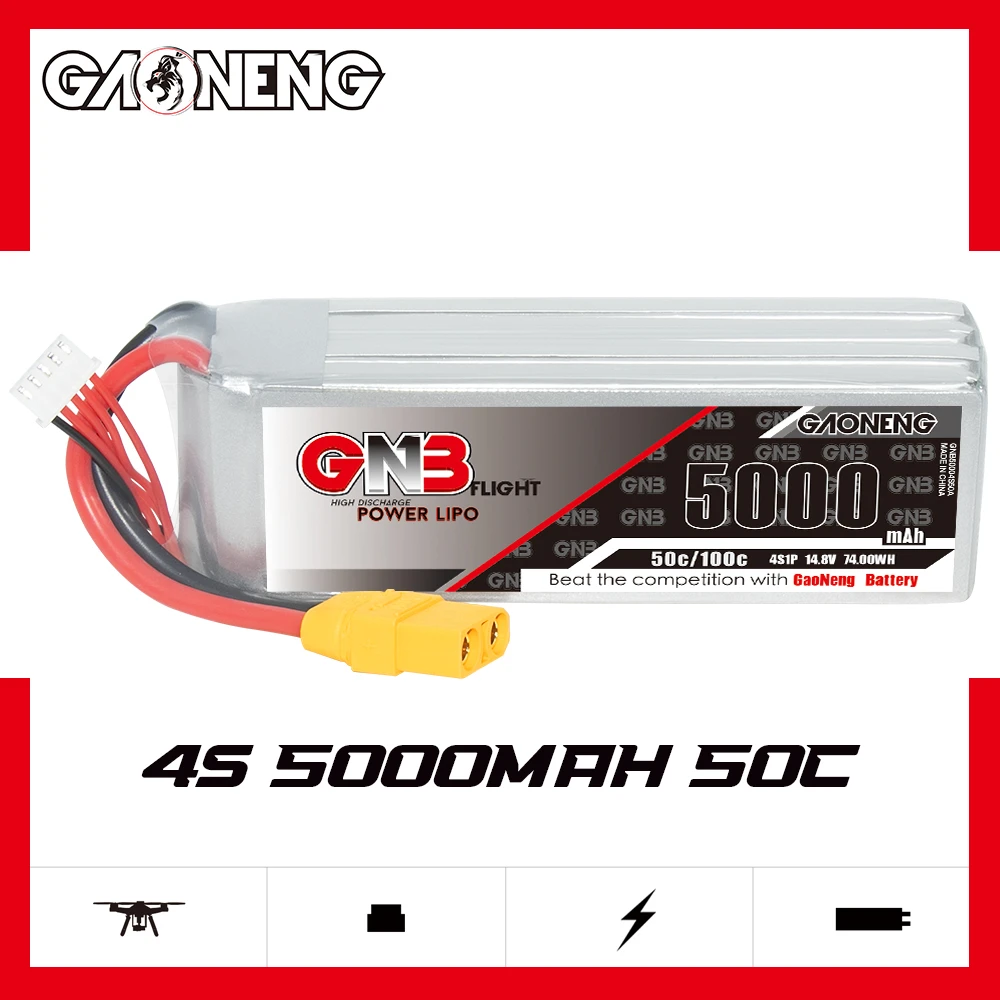 Gaoneng GNB 5000mAh 50C 2S/3S/4S/5S/6S 7.4V/11.1V/14.8V/18.5V/22.2V bateria LiPo z wtyczką XT60/XT90/T dla drony RC samochody