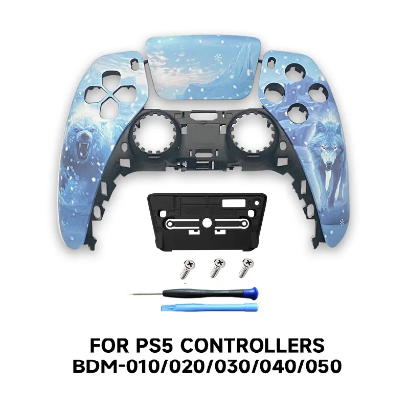PS5 controller shell touchpad game controller cover replacement front cover handle suitable for BDM-010/020 Ice and Snow World
