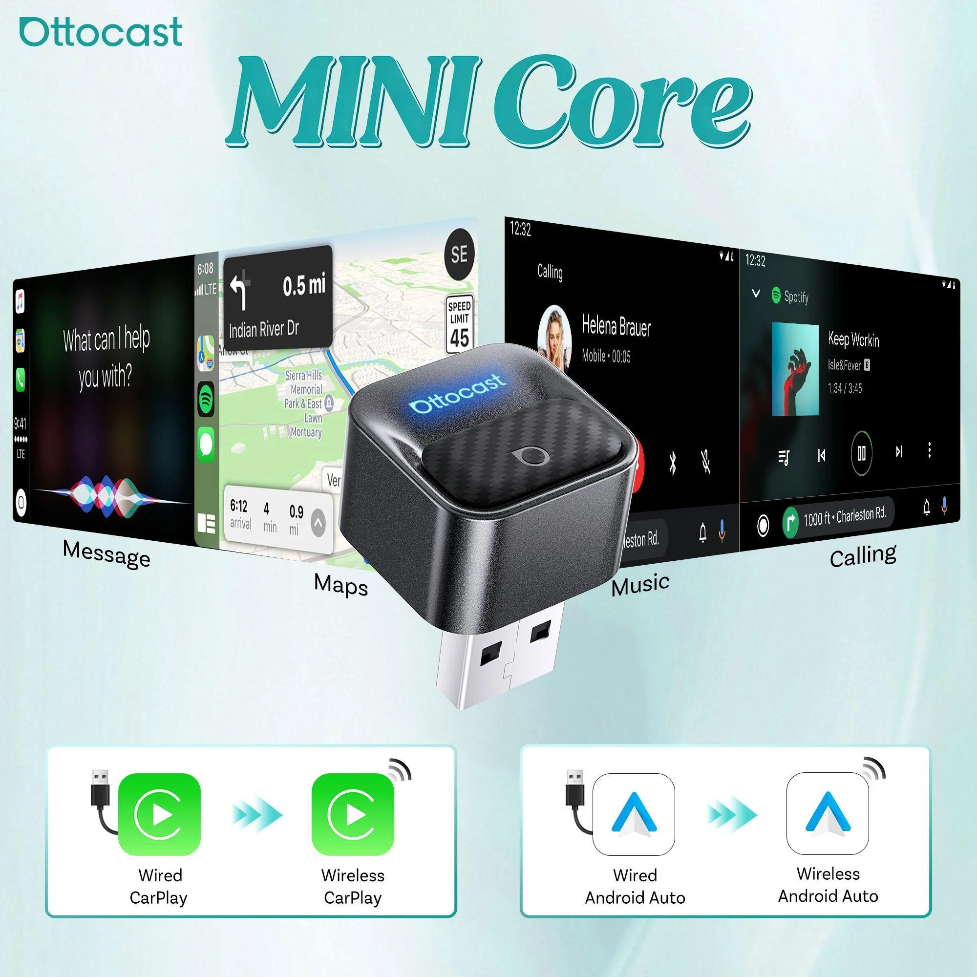 Adapter CarPlay Android Auto 2w1