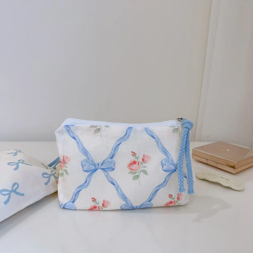 Новый мини-кошелек с цветочным принтом, хлопковая сумка для хранения гигиенических салфеток на молнии, портативная квадратная косметичка