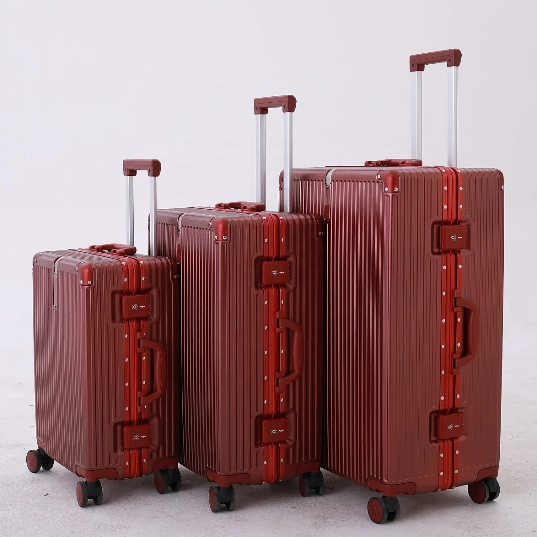 luggage travel set Manufacturers Custom Aluminium 100%pc Hardshell Travel Trolley Carry On Suitcase Luggage With Wheels